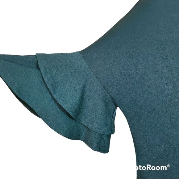 NWT White Birch Size X-Large Green Crepe Ruffle Sleeve Dress Boutique Exclusive - Picture 5 of 8